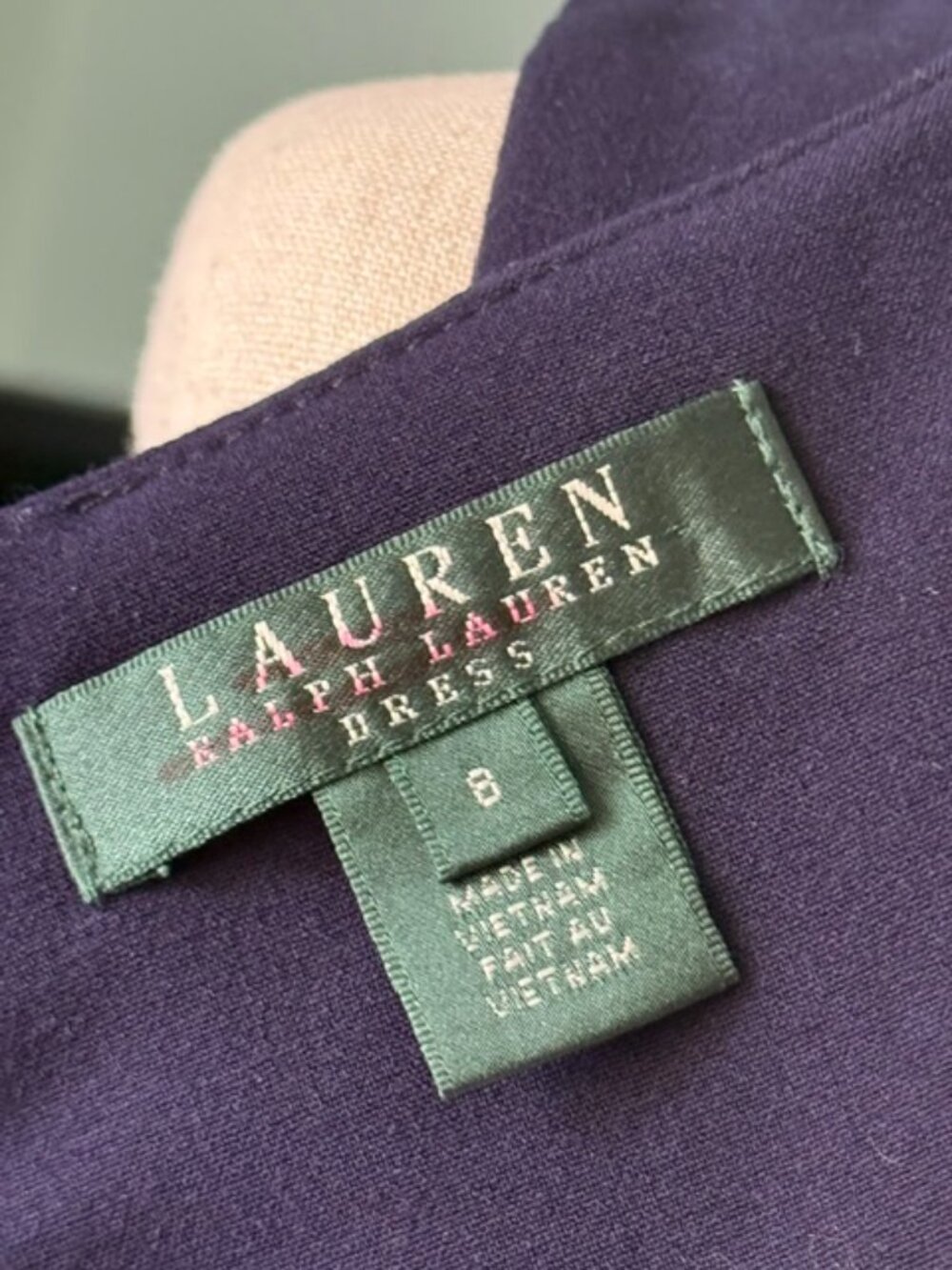 LAUREN Ralph Lauren Color Block Navy Cream Coral Sleeveless Shift Dress SZ 8 EUC - Picture 15 of 16